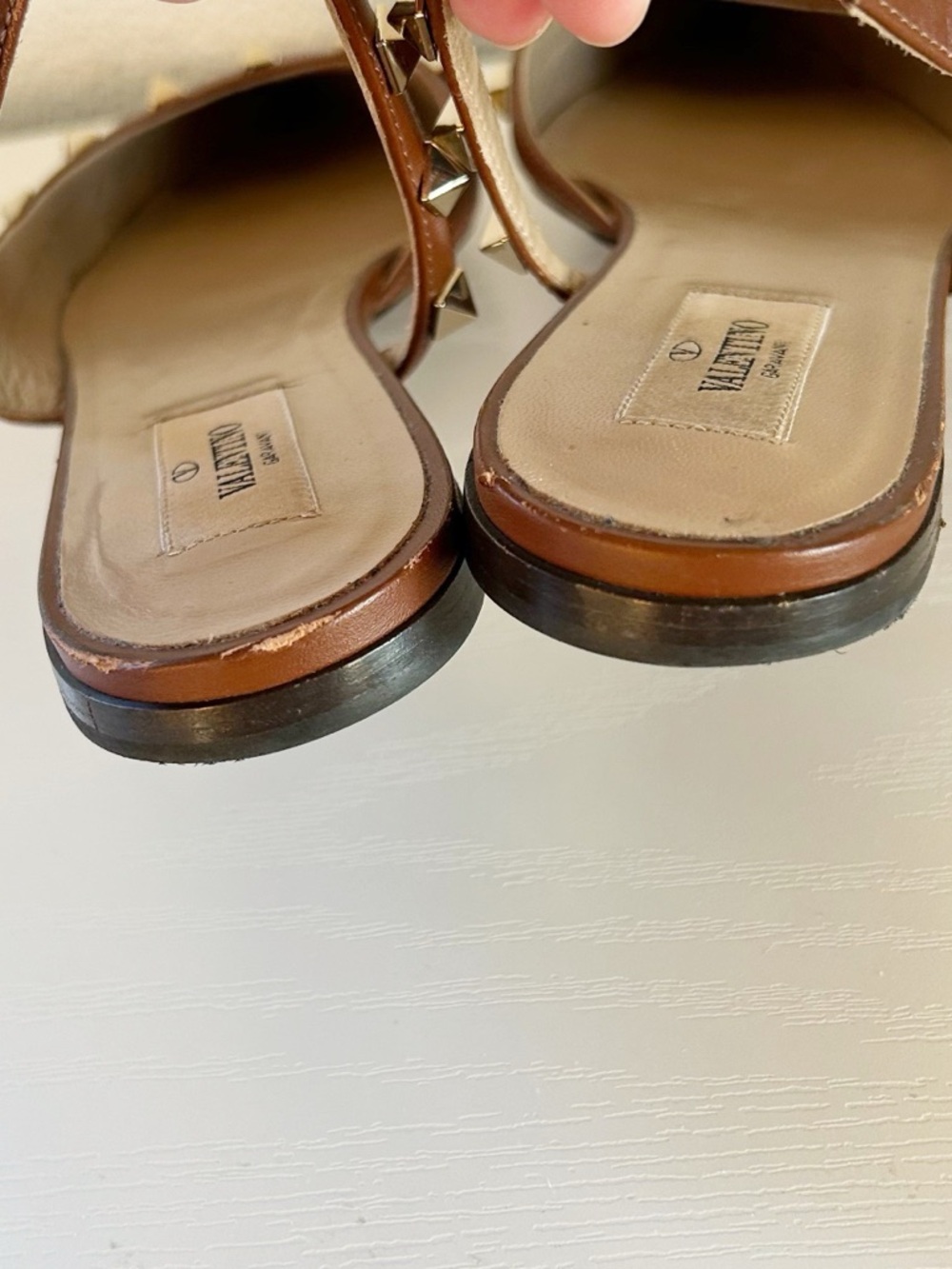 Valentino Garavani Rockstud Brown Slingback Flats Half D’Orsay Pointed Toe EU 37 - Picture 8 of 11